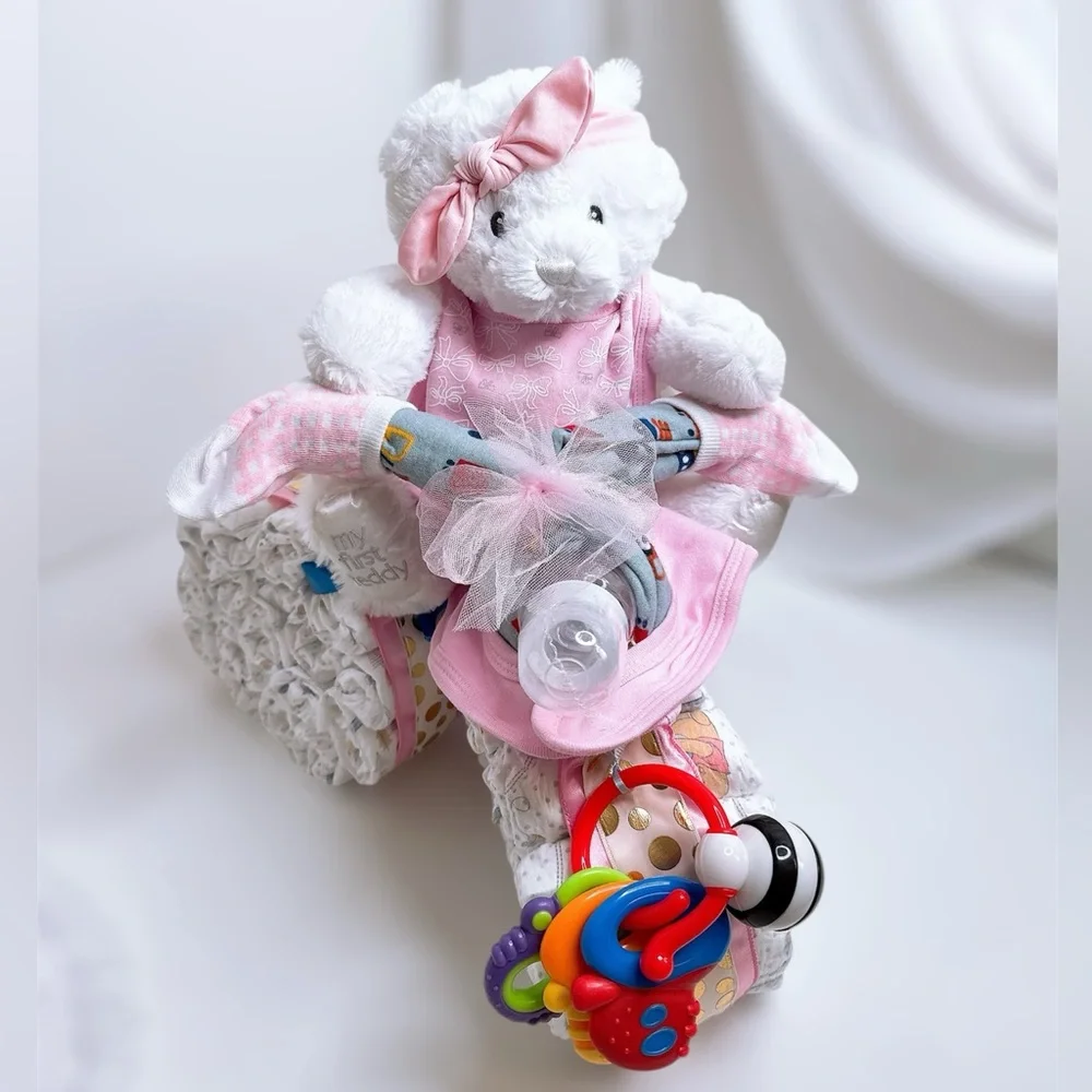 Motorcycle Girls Diaper Cake, Baby Shower Gift
